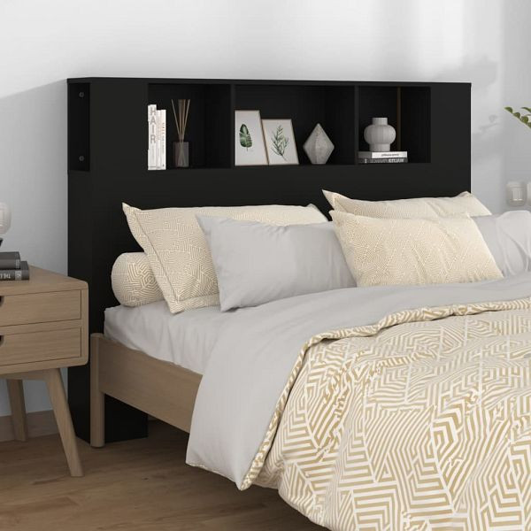 vidaXL Kopfteil mit Ablagen Schwarz 140x18,5x104,5 cm, 811926