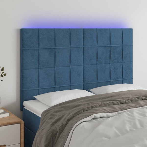 vidaXL LED Kopfteil Dunkelblau 144x5x118/128 cm Samt, 3122476