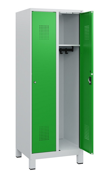 C+P Spind Evolo PLUS, Füße, 2 Abteile, 1630x600x500mm, 7035/6037, Zylinderschloss, 0490105-20 S10038