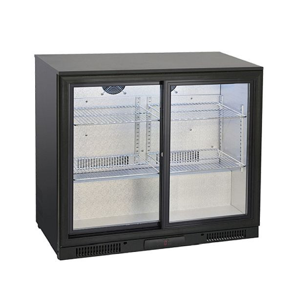Gastro-Inox Barkühlschrank mit 2 Schiebetüren, 175 Liter, 2 Schiebetüren, Statische Kühlung mit Ventilator, 206.004