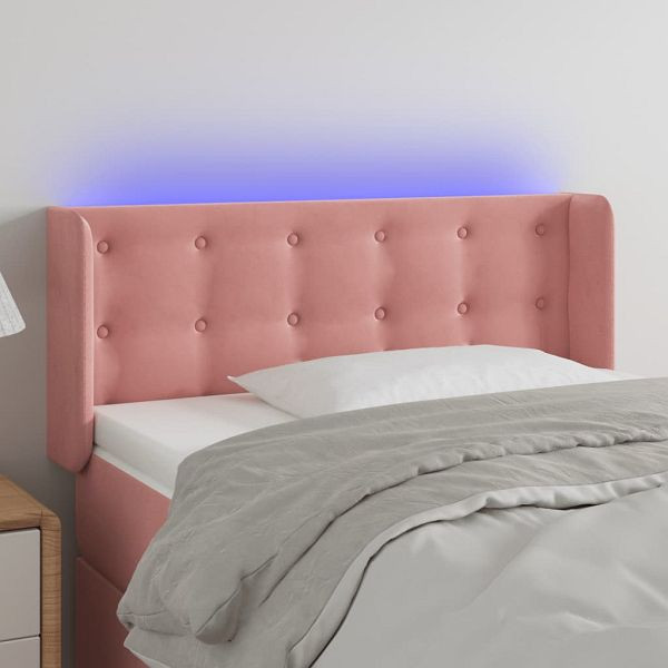 vidaXL LED Kopfteil Rosa 93x16x78/88 cm Samt (Polyester), 3123711