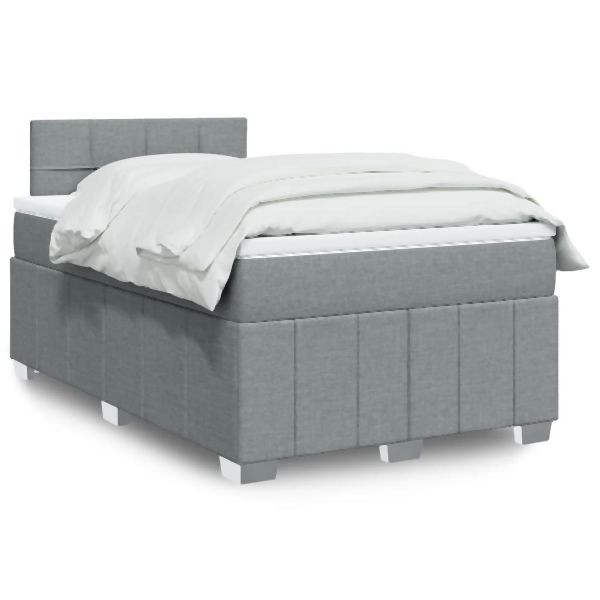 vidaXL Boxspringbett mit Matratze Hellgrau 120x190 cm Stoff, 3287007