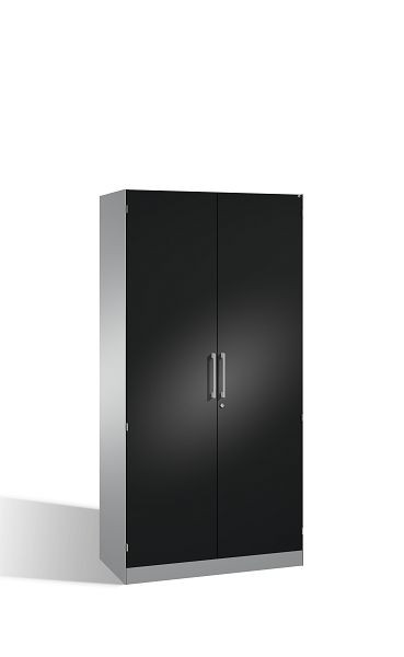 C+P Flügeltürenschrank Asisto, H1980xB1000xT435mm, Farbe: Weißaluminium / Schwarzgrau, Bügelgriff, 5 OH, 141002-000 S10258