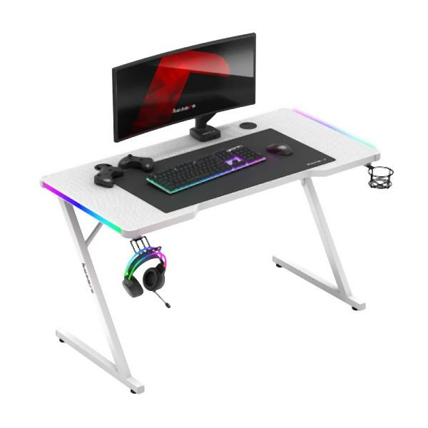 Huzaro Hero 2.5 Weiß RGB-Schreibtisch, 120 cm x 60 cm, HZ-HERO 2.5 WHITE RGB, 5903796014709