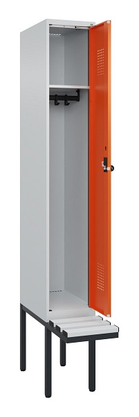 C+P Spind Evolo PLUS, 1 Abteile, 2120x300x815mm, 7035/2004, Haken 3, Drehriegel, Sitzfläche Kunststoff, 0490407-10 S10056