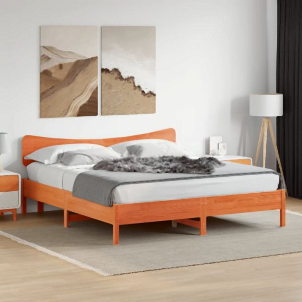 vidaXL Massivholzbett ohne Matratze Wachsbraun 180x200 Kiefernholz, 3328225