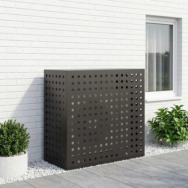 vidaXL Klimaanlagenabdeckung Schwarz 110 x 50 x 105 cm Stahl, 8014143
