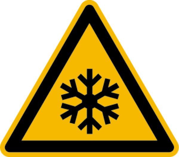 Schilder Klar Warnzeichen Warnung vor niedrigen Temperaturen/ Frost DIN EN ISO 7010-W010, 200 mm Folie selbstklebend, 1504/62