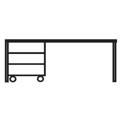 Deskin Schreibtisch BASE L mit Rollcontainer, B 2000 x T 800 x H 720 mm, Gestell: Lichtgrau, Melamin Dekor: Ahorndekor, 25 mm starke Arbeitsplatte, 274120