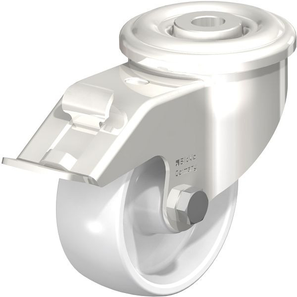 Blickle LEXR-PO 80G-FI Edelstahl-Lenkrolle mit Rückenloch & Feststeller, Polyamid, Weiß, 473793