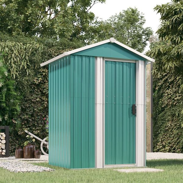 vidaXL Geräteschuppen Grün 126x97,5x177 cm Verzinkter Stahl, 316233