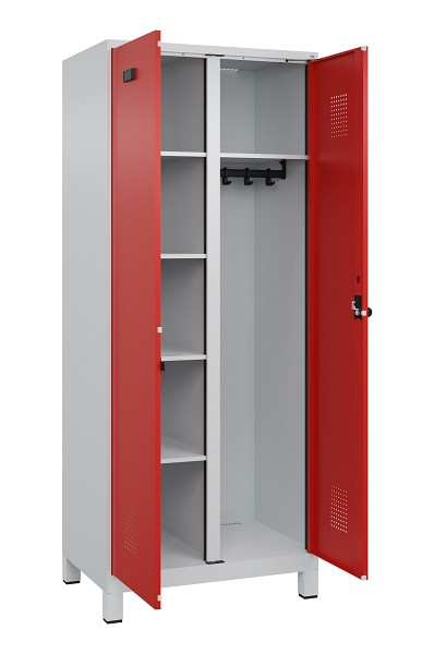 C+P Wäsche-/Garderobenspind Evolo PLUS, mit Füßen, 2 Abteile, 1950x800x500mm, 7, Frontfarbe RAL 3020 Verkehrsrot, Drehriegel, 049610-22 S10005