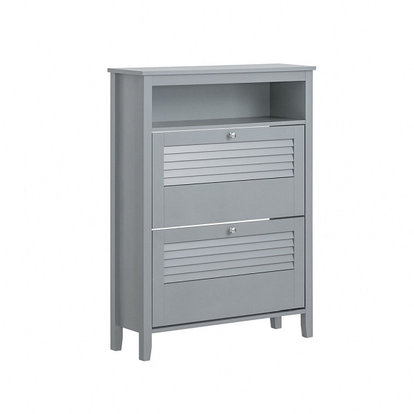 SoBuy Schuhschrank mit 2 Türen Hellgrau 80x25x108 cm, Funktional, FSR152-HG