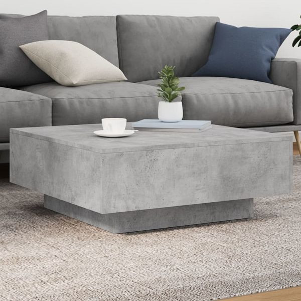 vidaXL Couchtisch mit LED-Leuchten Betongrau 80x80x31 cm, 836591