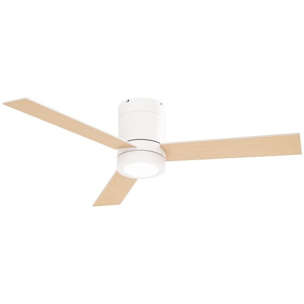 HOMCOM Deckenventilator mit LED-Licht, 2-in-1 Design, mit Timer, Fernbedienung, Deckenlampe mit Ventilator, Weiß+Naturholz, B31-390V00WT