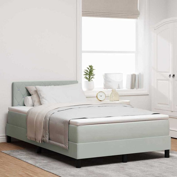 vidaXL Boxspringbett mit Matratze Hellgrau 120 x 200 cm Samt, 3342578