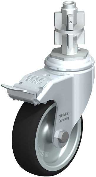 Blickle LKRA-PATH 101G-11-FI-E15 Apparate-Lenkrolle mit Rückenloch & Feststeller, Thermoplastisches Polyurethan, Grau, 848762