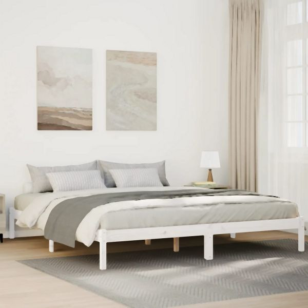 vidaXL Massivholzbett Extra Lang ohne Matratze Weiß 200x210 Kieferholz, 852413