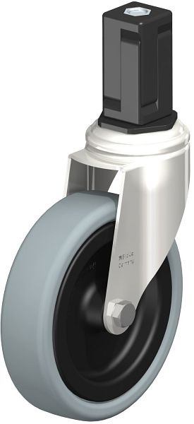 Blickle LKRXA-VPA 126G-11-EXV15 Edelstahl-Apparate-Lenkrolle mit Expander, Vollgummi, Grau, 853308