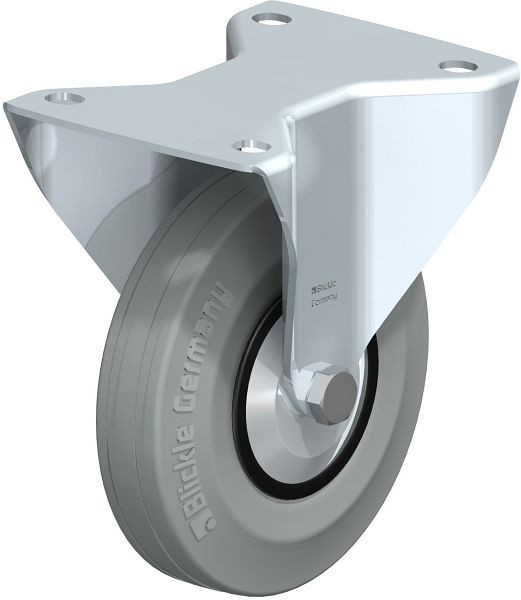 Blickle B-VPP 140G-SG-FA Stahlblech-Bockrolle, mittelschwere Ausführung, mit Anschraubplatte, Vollgummi, Schwarz, 749123