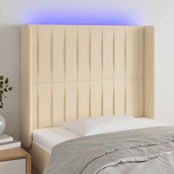 vidaXL LED Kopfteil Creme 93x16x118/128 cm Stoff, 3124273