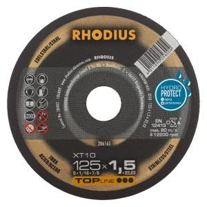 Rhodius TOPline XT10 Extradünne Trennscheibe, Durchmesser [mm]: 125, Stärke [mm]: 1.5, Bohrung [mm]: 22.23, VE: 50 Stück, 206165