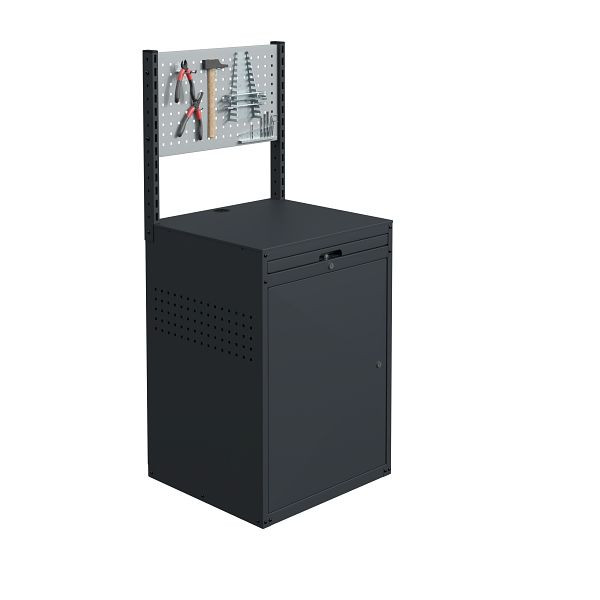 SOFAME MODULINFO Schrank B695 x T 660 x H 1005 mm mit Lochplatte, Lichtgrau RAL 7035, W040010035GCGC