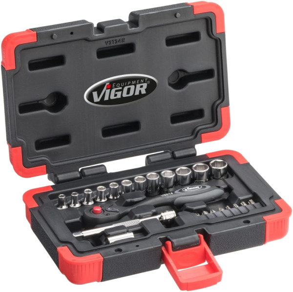 VIGOR Steckschlüssel Satz, Anzahl Werkzeuge: 23, Antrieb: Vierkant hohl 6,3 m, V3734N
