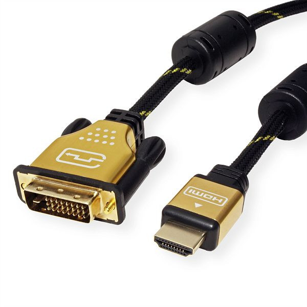 ROLINE GOLD Monitorkabel DVI-HDMI, ST-ST, (24+1) dual link, 3 m, Retail Blister, 11.88.5892