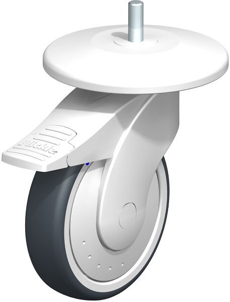 Blickle LWKX-TPA 126XK-11-FI-FK-AMWX125 Kunststoff-Lenkrolle WAVE, rostfrei, mit Abweisrad & Feststeller, Thermoplastisches Gummi-Elastomer, Grau, 849409
