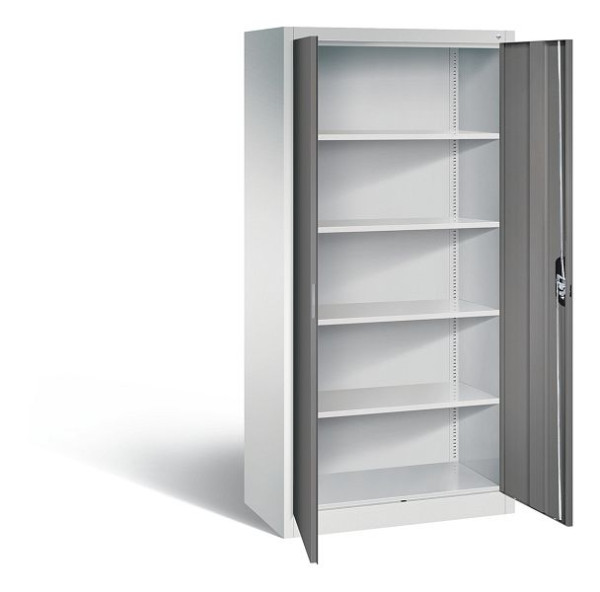 C+P Büroschrank Acurado, H1950xB930xT500mm, Farbe: Lichtgrau / Vulkangrau, Muldengriff, 5 OH, 9280-000 S11002