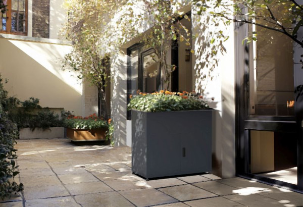 Westmann Metall Hochbeet Plexa mit Stauraum & Schneckenkante Anthrazit, 50x100x85cm, WMHPS-S1085E