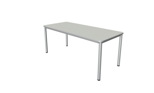Kerkmann Schreibtisch Prime - B 1800 x T 800 x H 750 mm, 4-Fuß-Gestell in alusilber, lichtgrau, 11040711