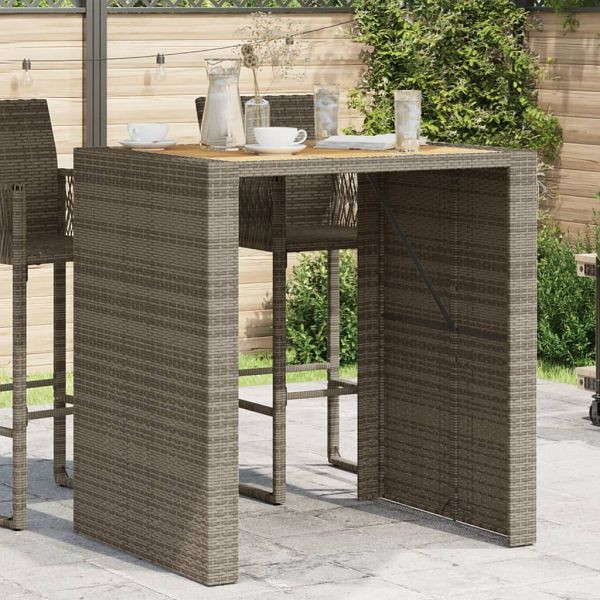 vidaXL Gartentisch mit Holzplatte Grau 105x80x110 cm Poly Rattan, 368697