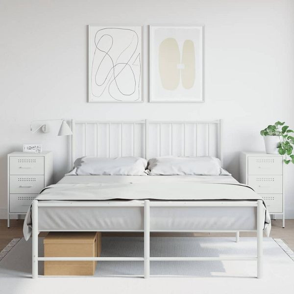 vidaXL Nachttische 2 Stück Weiß 36x39x68 cm Kaltgewalzter Stahl, 843089