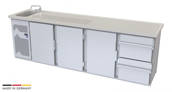 hefa Theke Novis 4V/1L-TTTZ, Abmaße: 950 x 2.700 x 650/700 mm, Novis 4V/1L-TTTZ