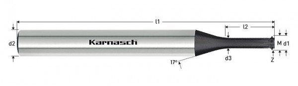 Karnasch VHM-Gewindewirbler Log-top DIA HSC M 2,5 / M 2,6 / Steigung 0.45 / 2,2xD DCC-G Innengewinde, 231768025