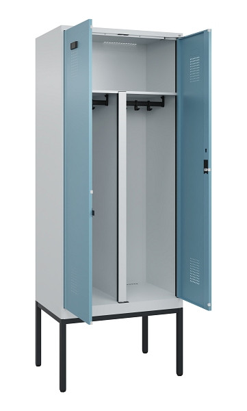 C+P PSA Doppel-Spind Evolo PLUS, Gestell, 2 Abteile, 2120x800x500mm, 7035/0010, Zylinderschloss, 0490327-22P S10036