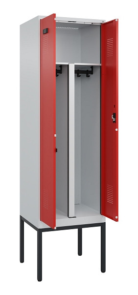 C+P PSA Doppel-Spind Evolo PLUS, Gestell, 2 Abteile, 2120x600x500mm, 7035/3020, Zylinderschloss, 0490327-20P S10032