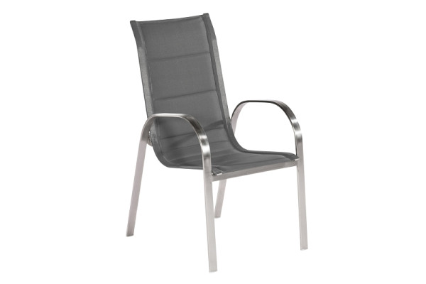 Merxx Lucca Stapelsessel, gepadded, 2er Set, silber/grau, Edelstahlgestell mit Textilbespannung, 50367-309