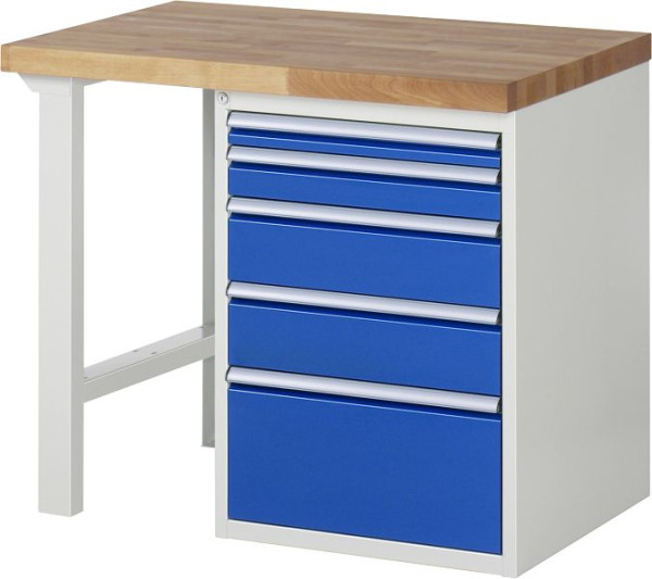RAU Werkbank Serie 7000 - Baukasten-Bauweise, 5 x Schublade, 1000x840x700 mm, 03-7511A1-107B4S.11