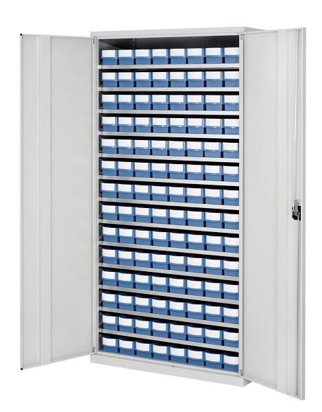 Kappes Systemschrank mit Volumenregalkasten, H 1950 x B 1000 x T 500 mm, RAL 7035, Modell 1 112 X Modell 4085, taubenblau, 1251.05.1013