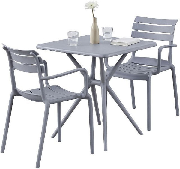 CLP Gartenmöbel-Set Avena mit 2 Stühlen, grau, 328046