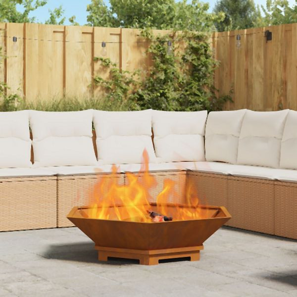 vidaXL Feuerstelle sechseckig 100x100x28 cm Wetterfestes Stahl, 858999