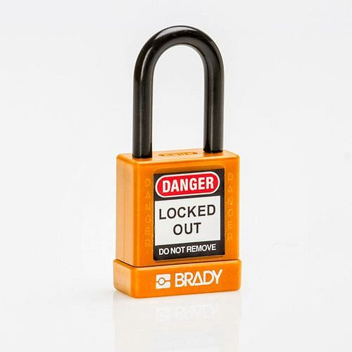 Brady Vorhängeschlösser, Aluminiumgehäuse,Nylonschutz, VE: 6 Stück, lichte Bügelhöhe 38 mm, orange, 307986