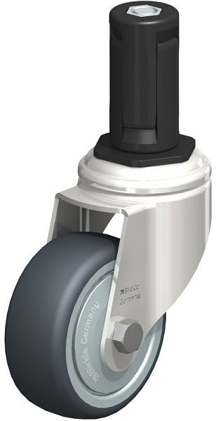 Blickle LKRXA-TPA 80KD-11-FK-EXR14 Edelstahl-Apparate-Lenkrolle mit Expander, Thermoplastisches Gummi-Elastomer, Grau, 853141