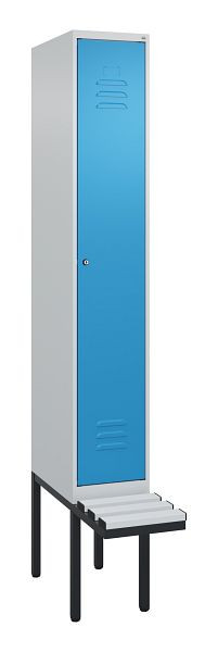 C+P Umkleidespind Classic PLUS, 2120x300x815mm, 7035/5012, Zylinderschloss, je 2 Doppel-Haken, 0800407-10F S10019