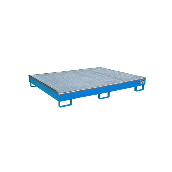 STEIN HGS Regalwanne mit PE-Einsatz RW PE, 256 Liter, RAL 5012 lichtblau, Gesamthöhe 255 mm, lackiert, Gitterrost, 79216.0057