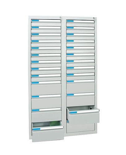 stumpf Schubladenschrank Esta mit 26 Schubladen, grau, B 1000 mm, H 1800 mm, 251968