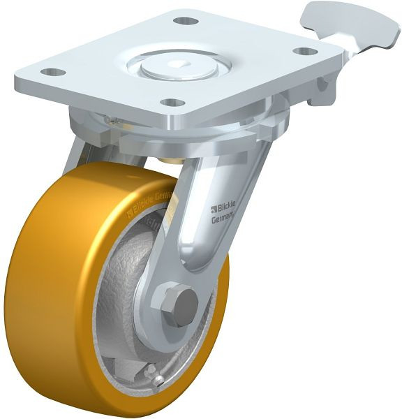 Blickle LO-GTH 127K-RI4 Stahlgeschweißte Schwerlast-Lenkrolle, Blickle Extrathane®, Hellbraun, 852568